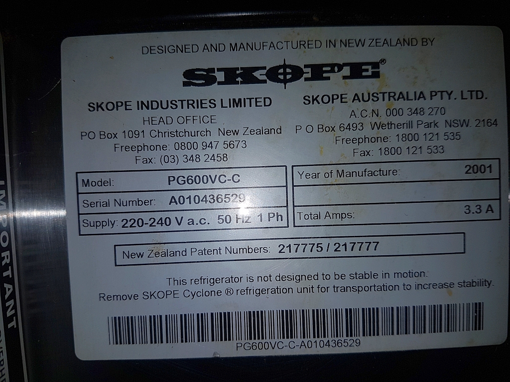 Used Stainless Steel UPRIGHT CHILLER For Sale NZ Skope