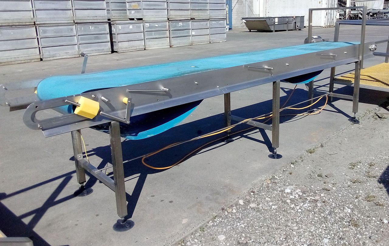Used Belt Conveyor Complete with Motor Stainless Frame Hydraulically